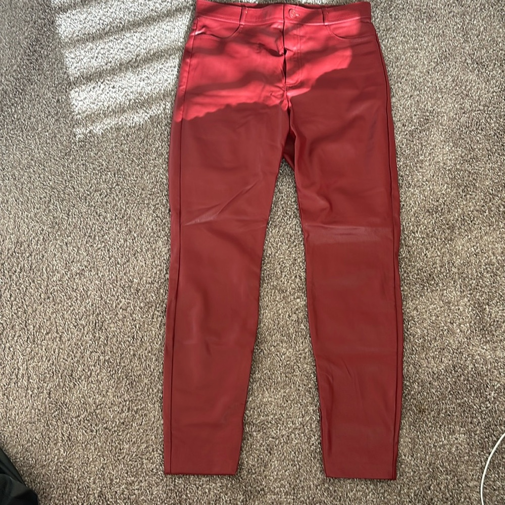 ‘Zara’ Red Leather Pants